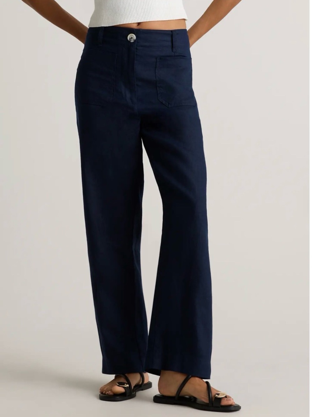 Quince Navy Wide-Leg Pants